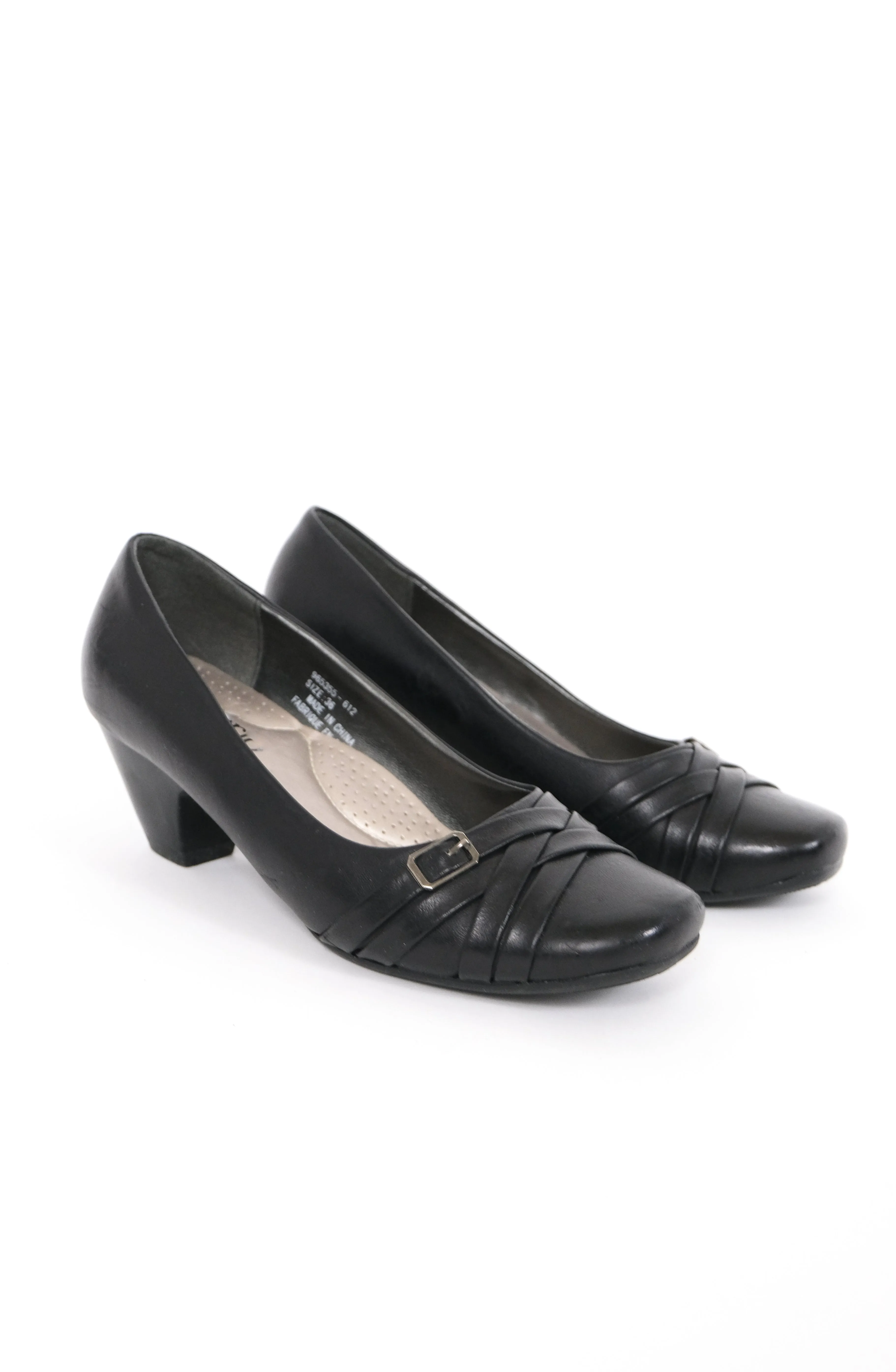 Size 6 Black Buckle Kitten Heel