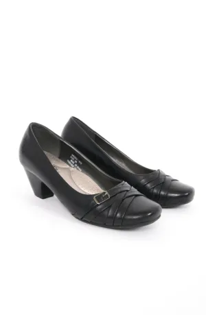 Size 6 Black Buckle Kitten Heel