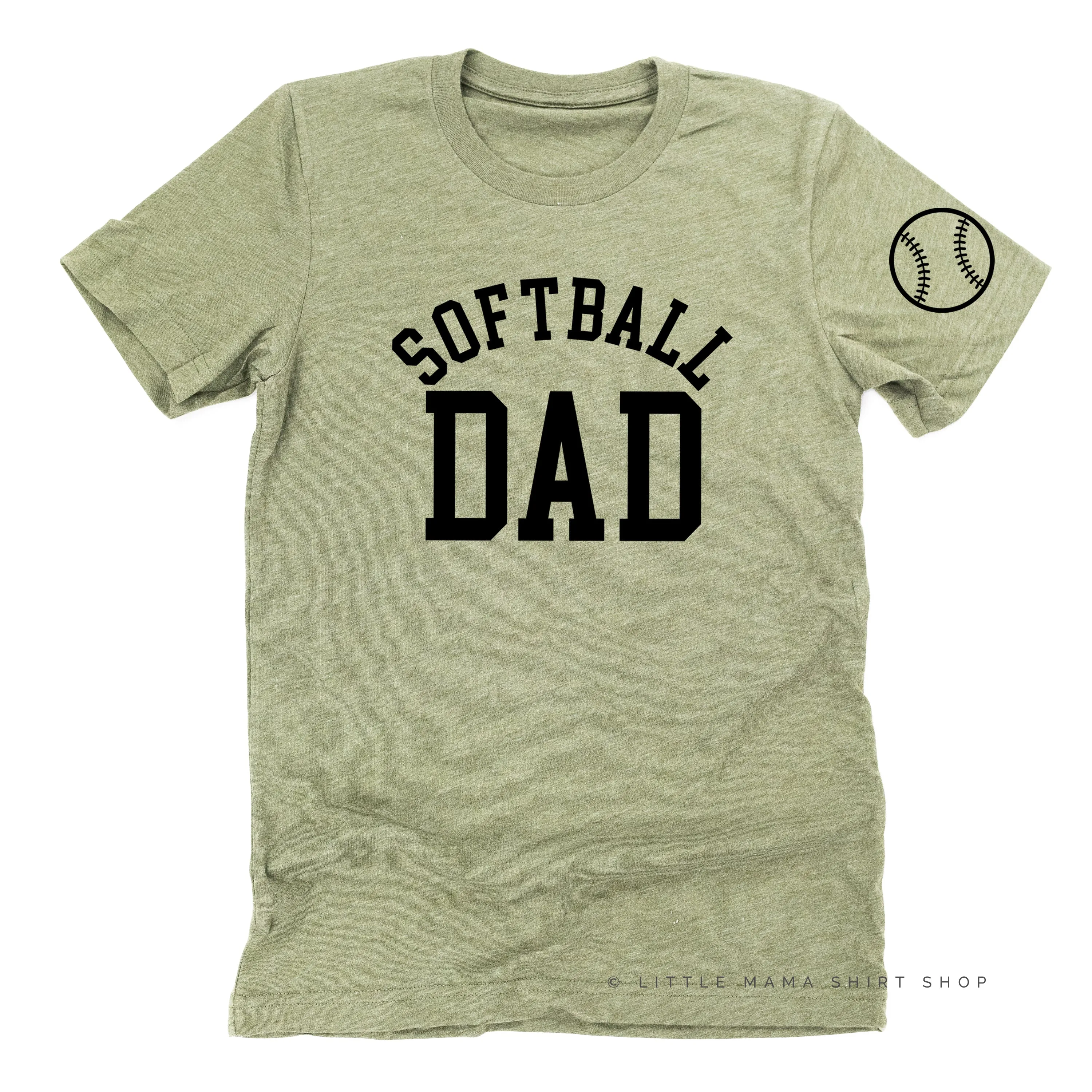 Softball Dad - Baseball Detail on Sleeve - Unisex Tee