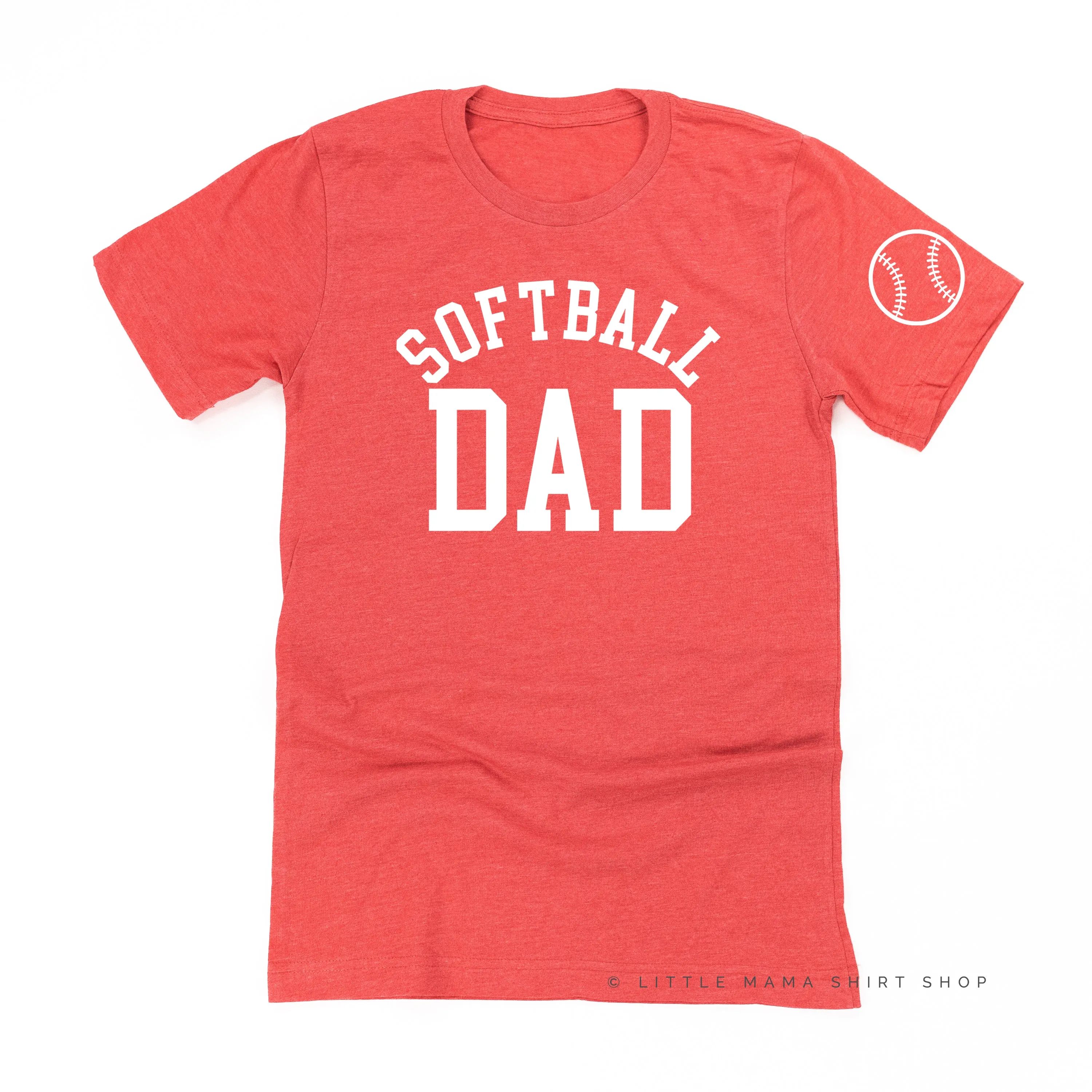 Softball Dad - Baseball Detail on Sleeve - Unisex Tee