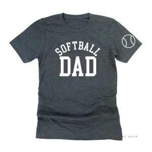 Softball Dad - Baseball Detail on Sleeve - Unisex Tee