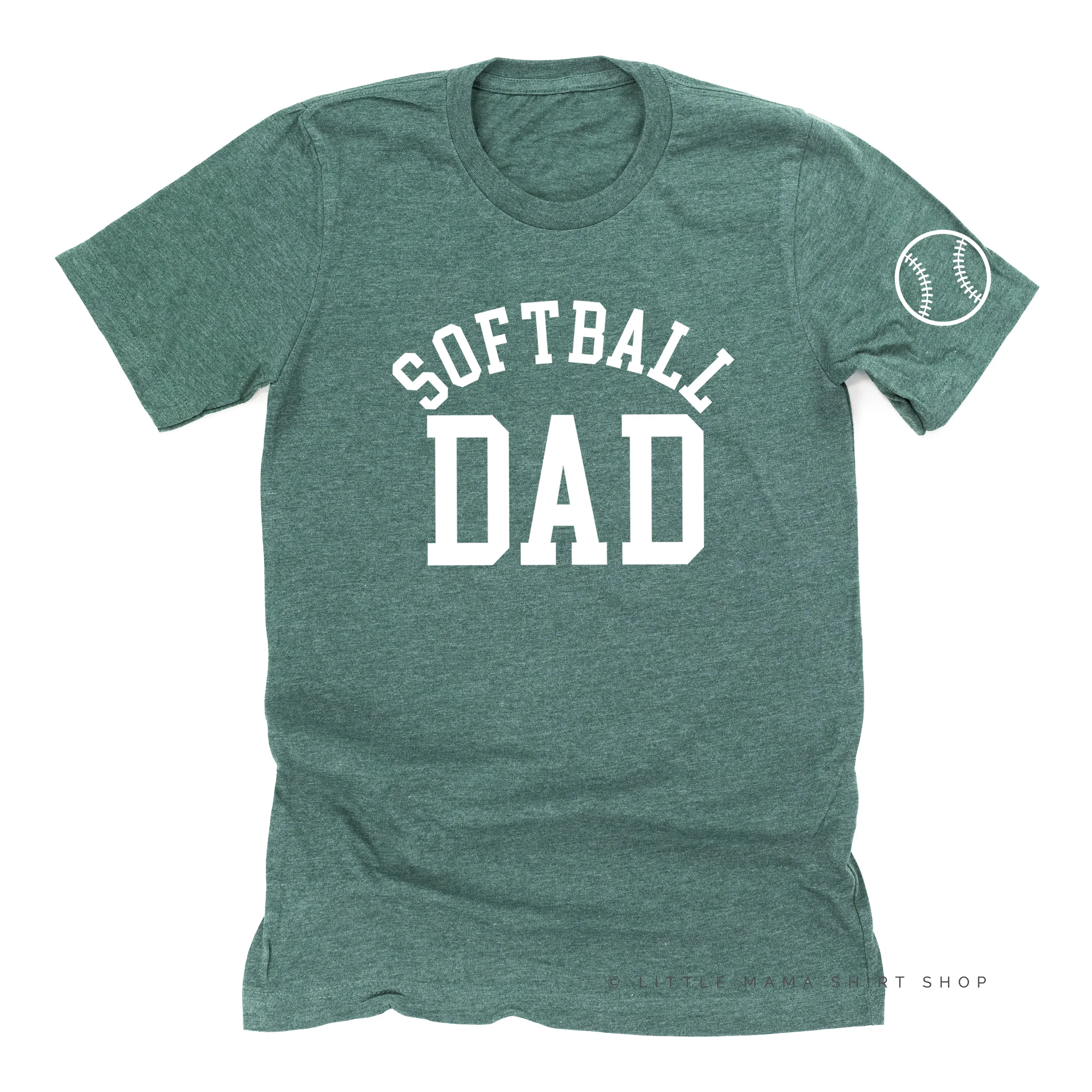 Softball Dad - Baseball Detail on Sleeve - Unisex Tee