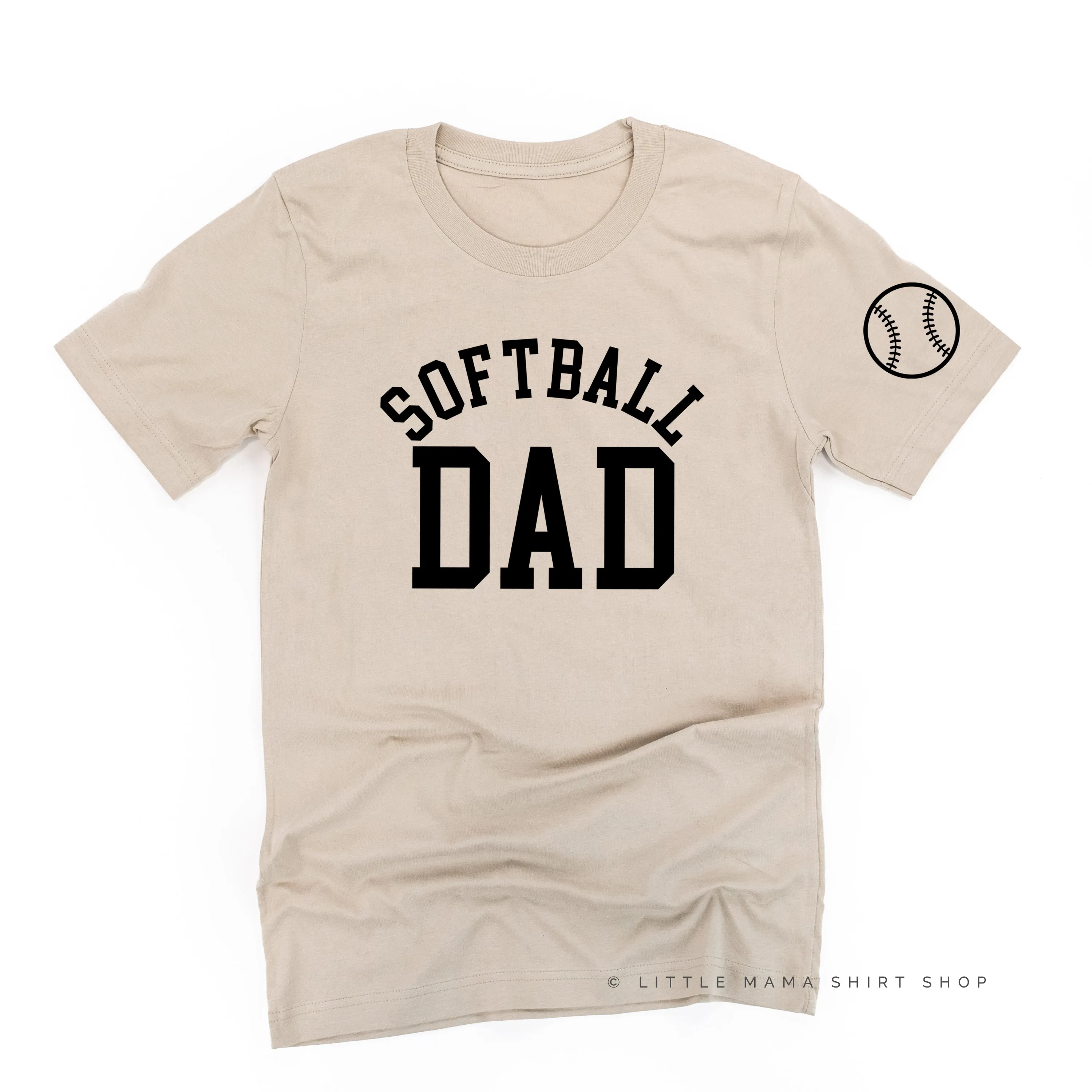 Softball Dad - Baseball Detail on Sleeve - Unisex Tee