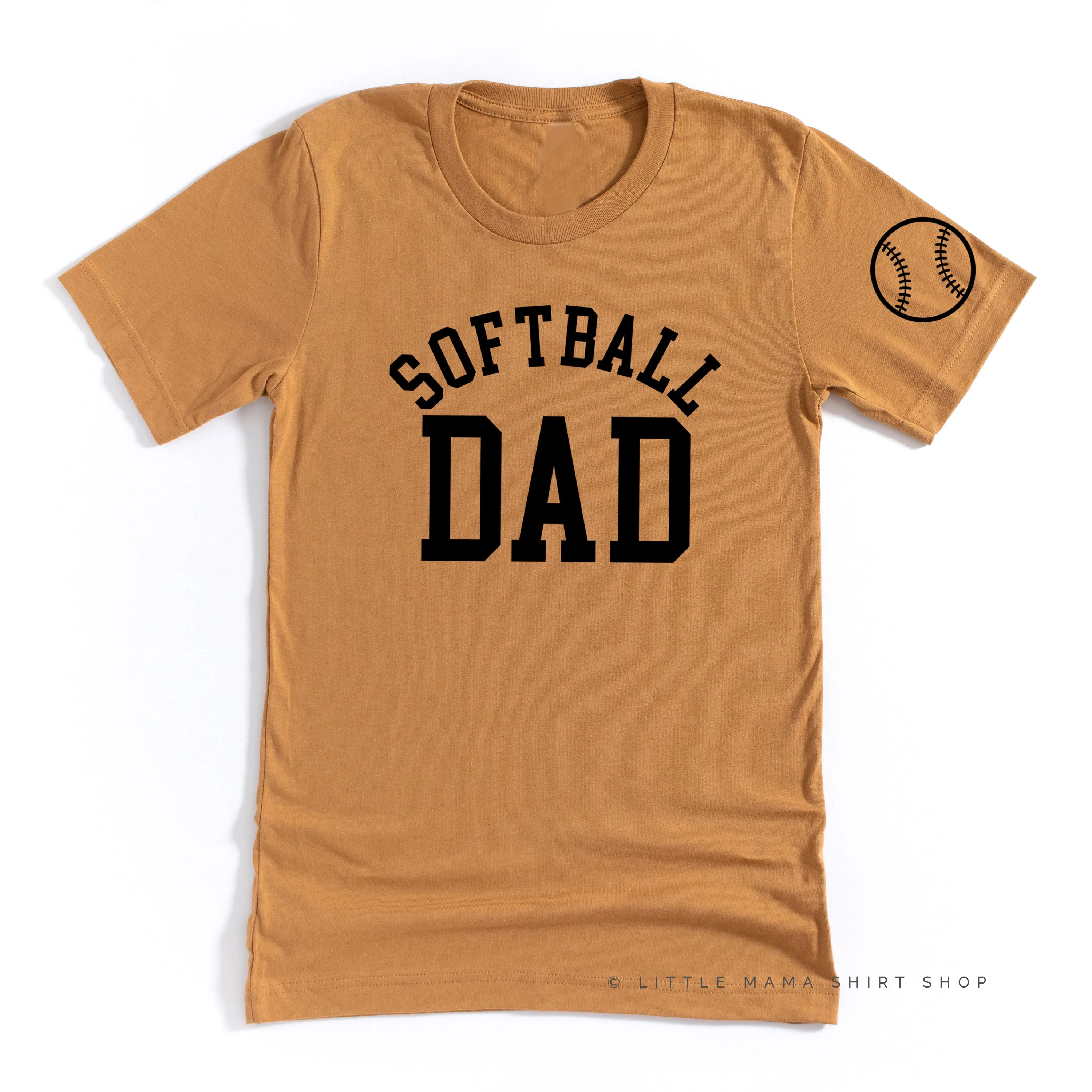 Softball Dad - Baseball Detail on Sleeve - Unisex Tee