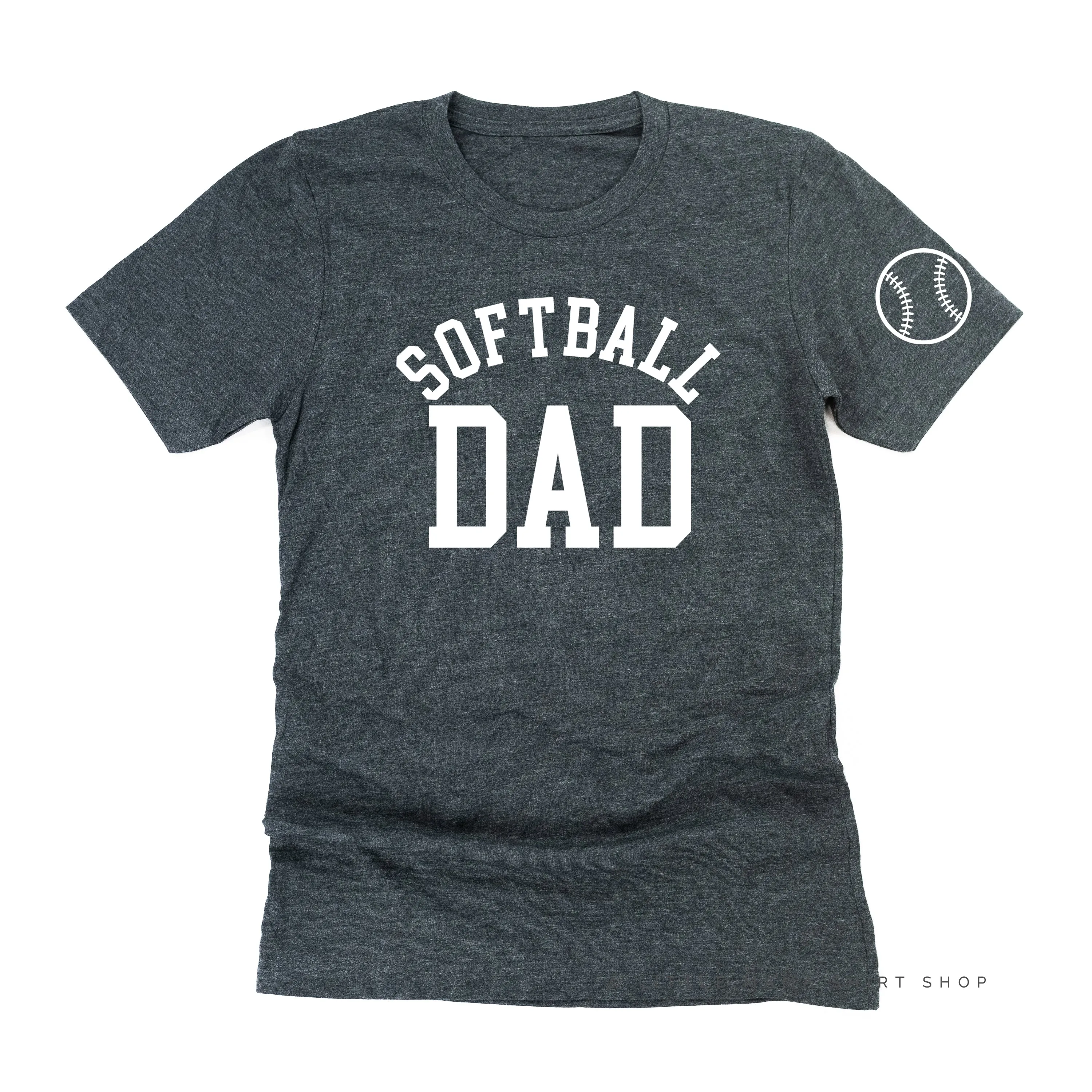 Softball Dad - Baseball Detail on Sleeve - Unisex Tee