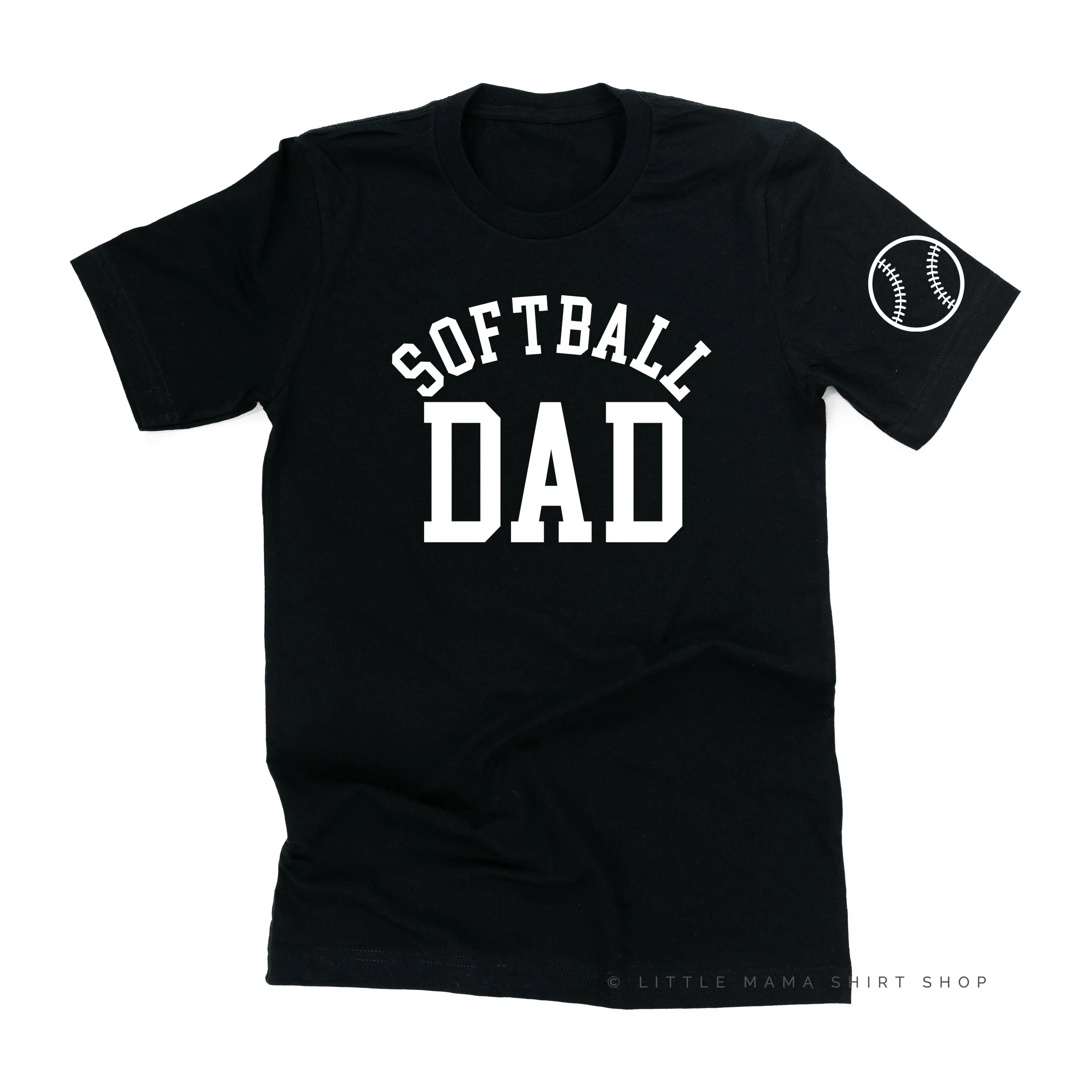Softball Dad - Baseball Detail on Sleeve - Unisex Tee