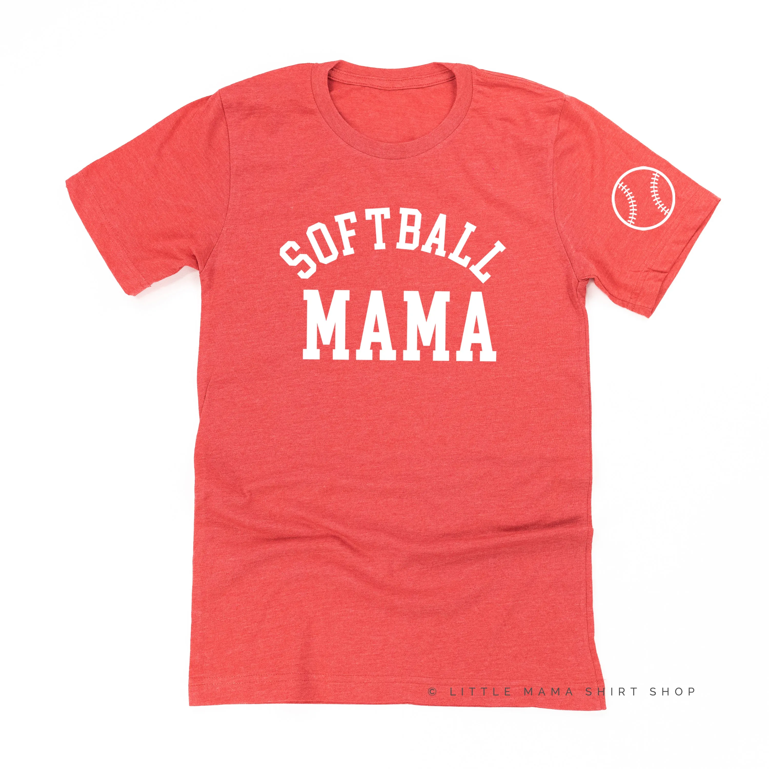 Softball Mama - Baseball Detail on Sleeve - Unisex Tee