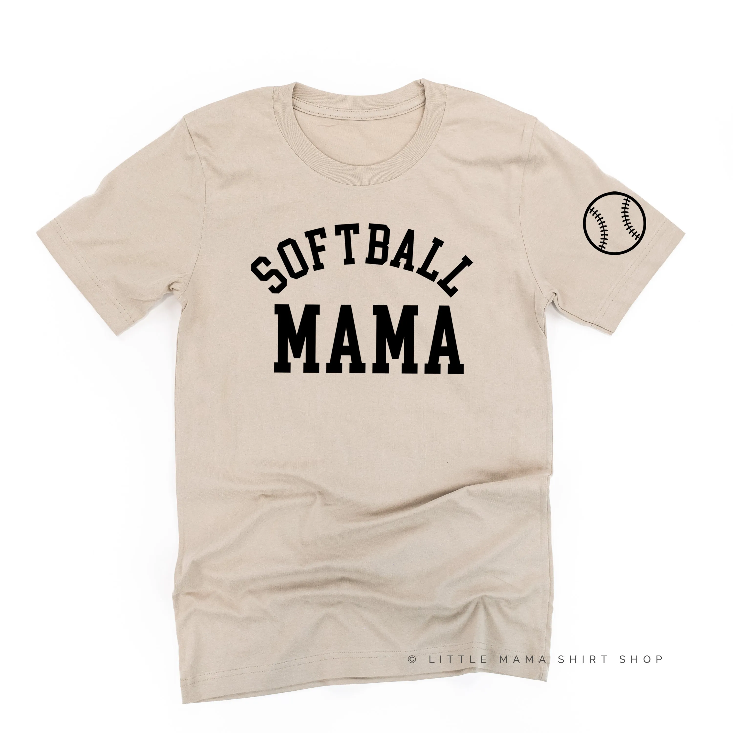 Softball Mama - Baseball Detail on Sleeve - Unisex Tee