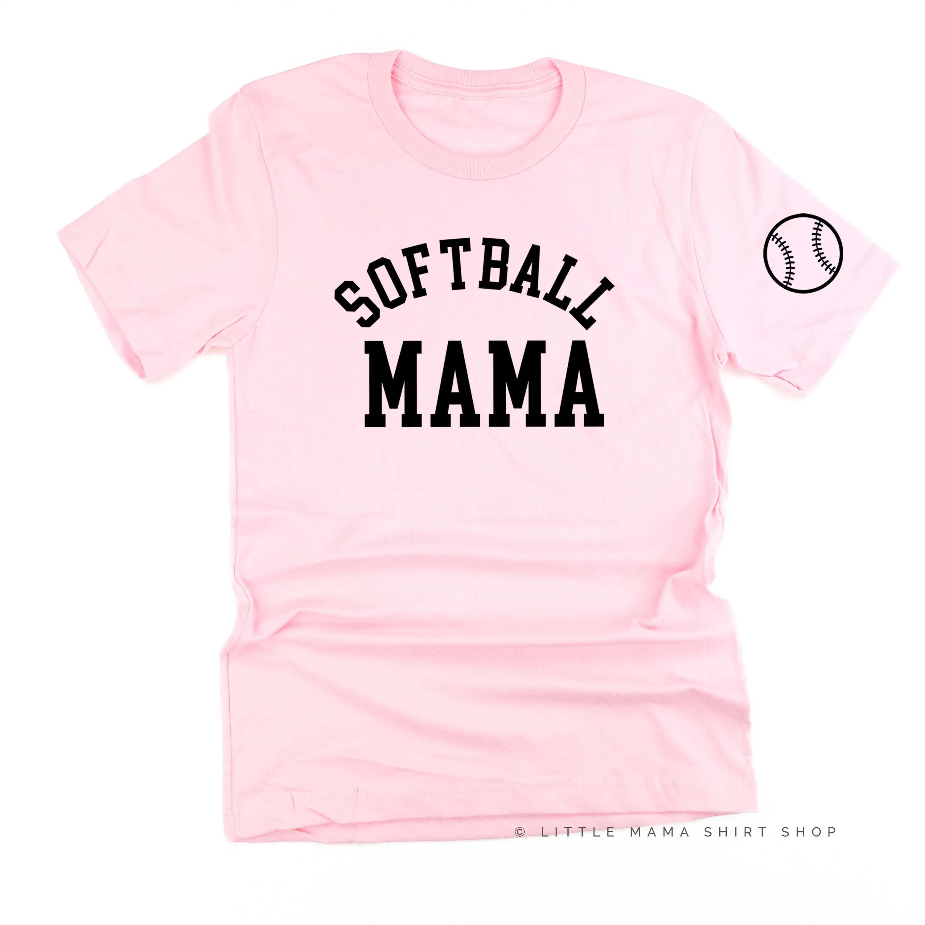 Softball Mama - Baseball Detail on Sleeve - Unisex Tee
