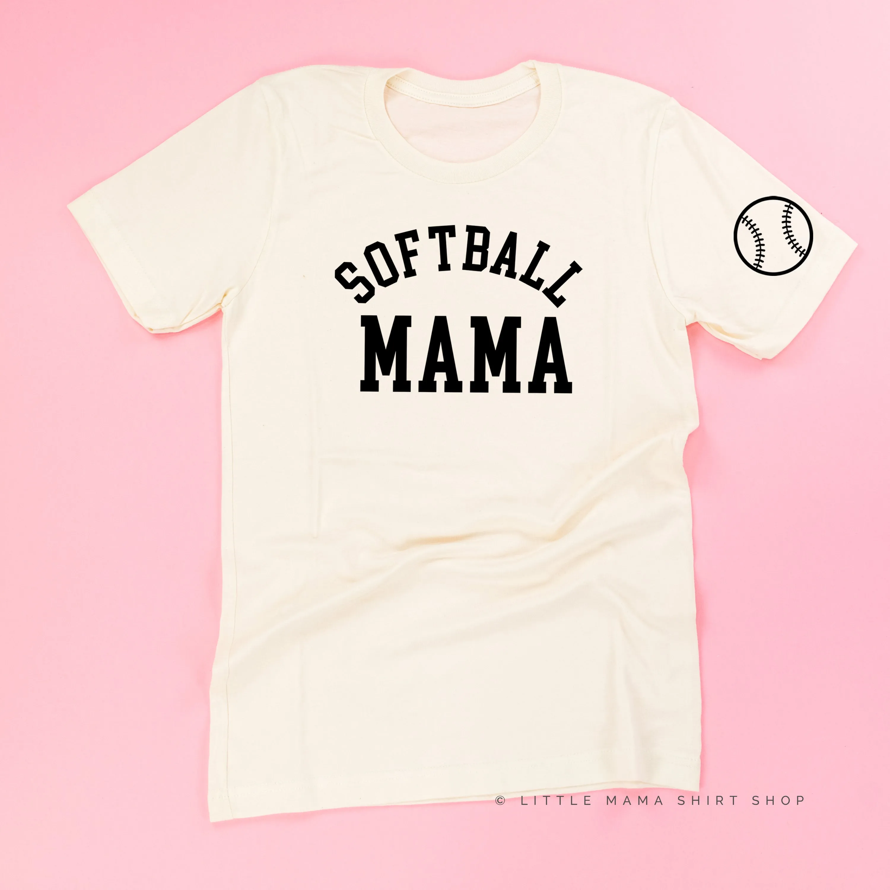 Softball Mama - Baseball Detail on Sleeve - Unisex Tee