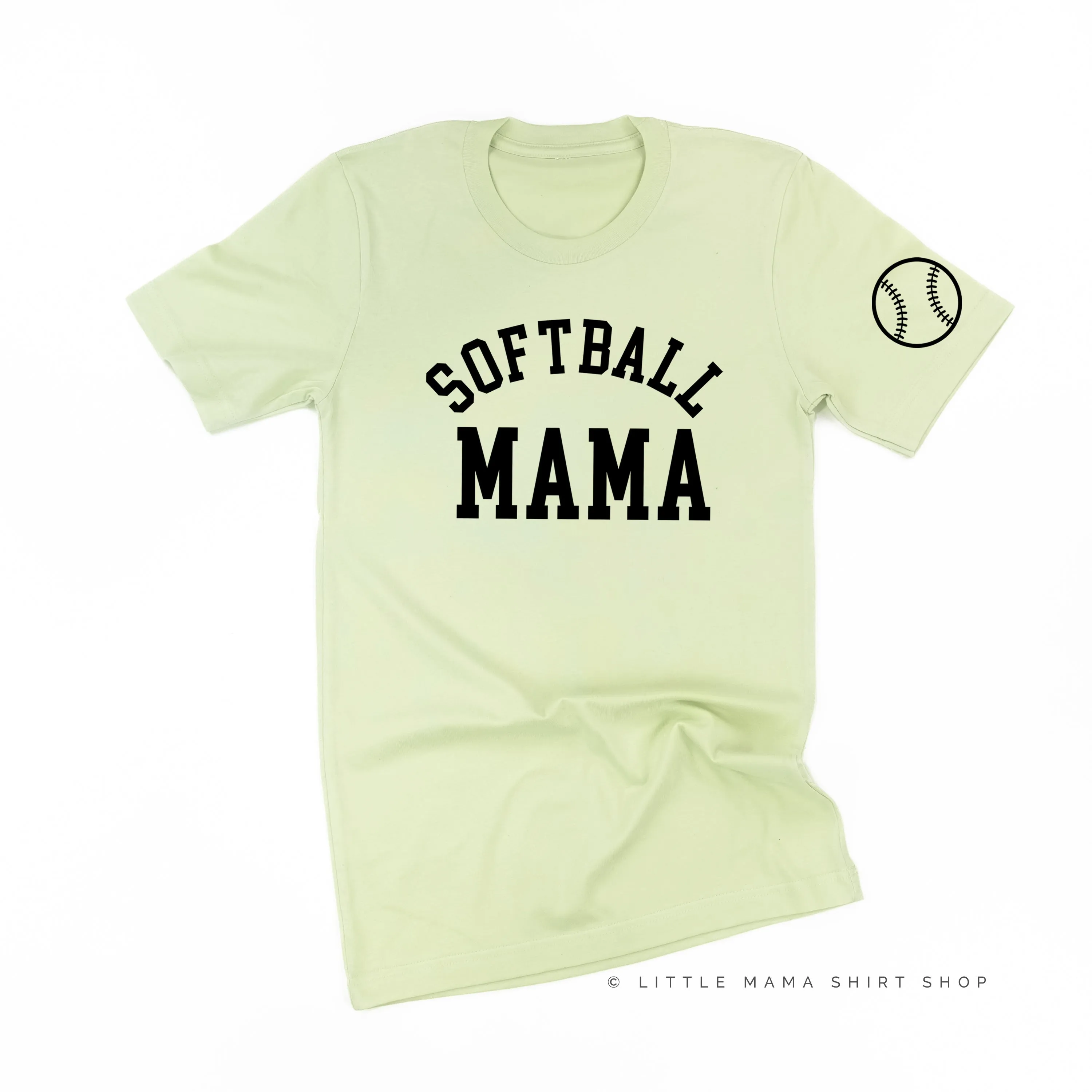 Softball Mama - Baseball Detail on Sleeve - Unisex Tee