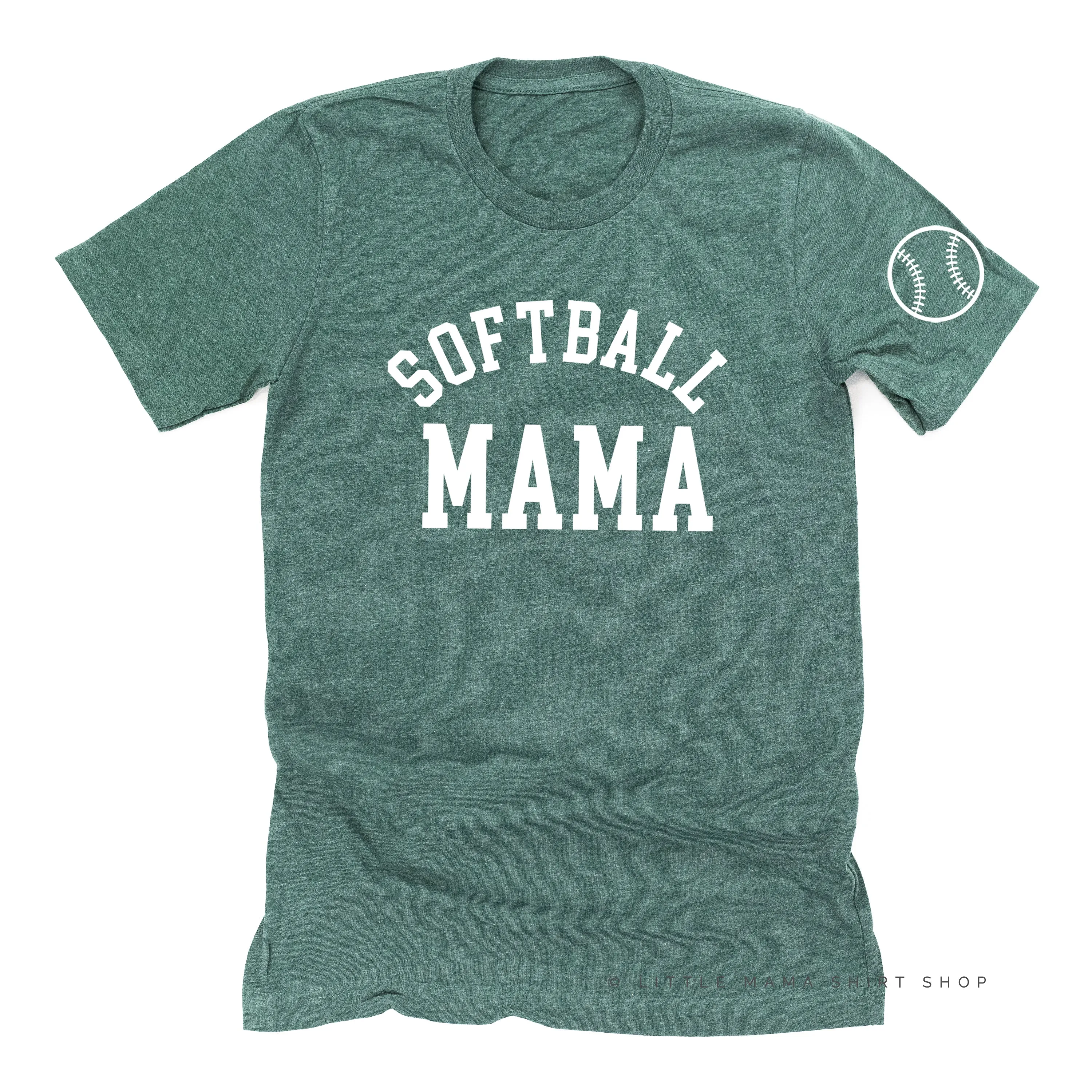Softball Mama - Baseball Detail on Sleeve - Unisex Tee