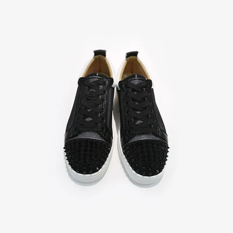 Spiked Mesh and Leather Sneakers