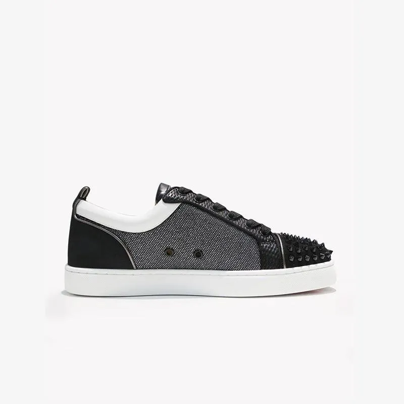 Spiked Mesh and Leather Sneakers