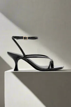 Square Toe Kitten Heel Ankle Strap Sandals