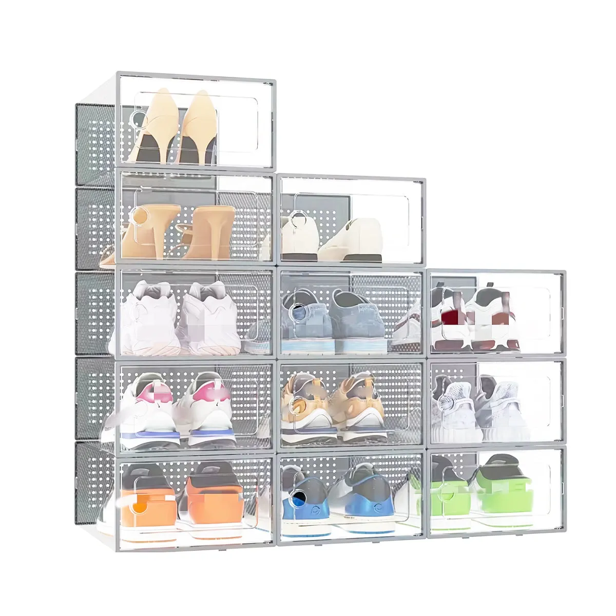 Stackable Plastic Shoe Box Storage 12 Pack