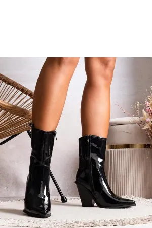 Stylish black lacquered heel boots