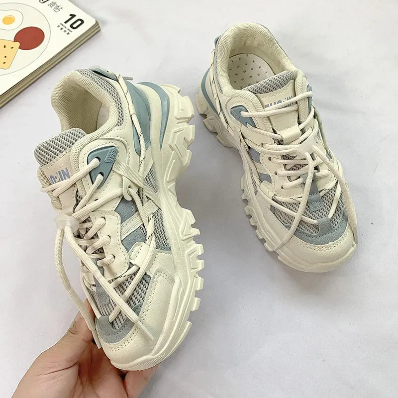 TAVIMART  -  Women Shoes chunky sneakers Mesh Women's casual shoes Lace-Up Vulcanize Shoes Dad Shoes Women Platform shoes zapatos mujer