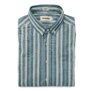 The Short Sleeve California in Blue Striped Chambray