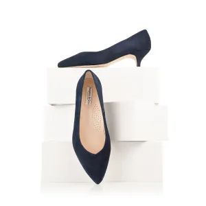 Tilda Extra Wide Width Kitten Heels - Navy Suede