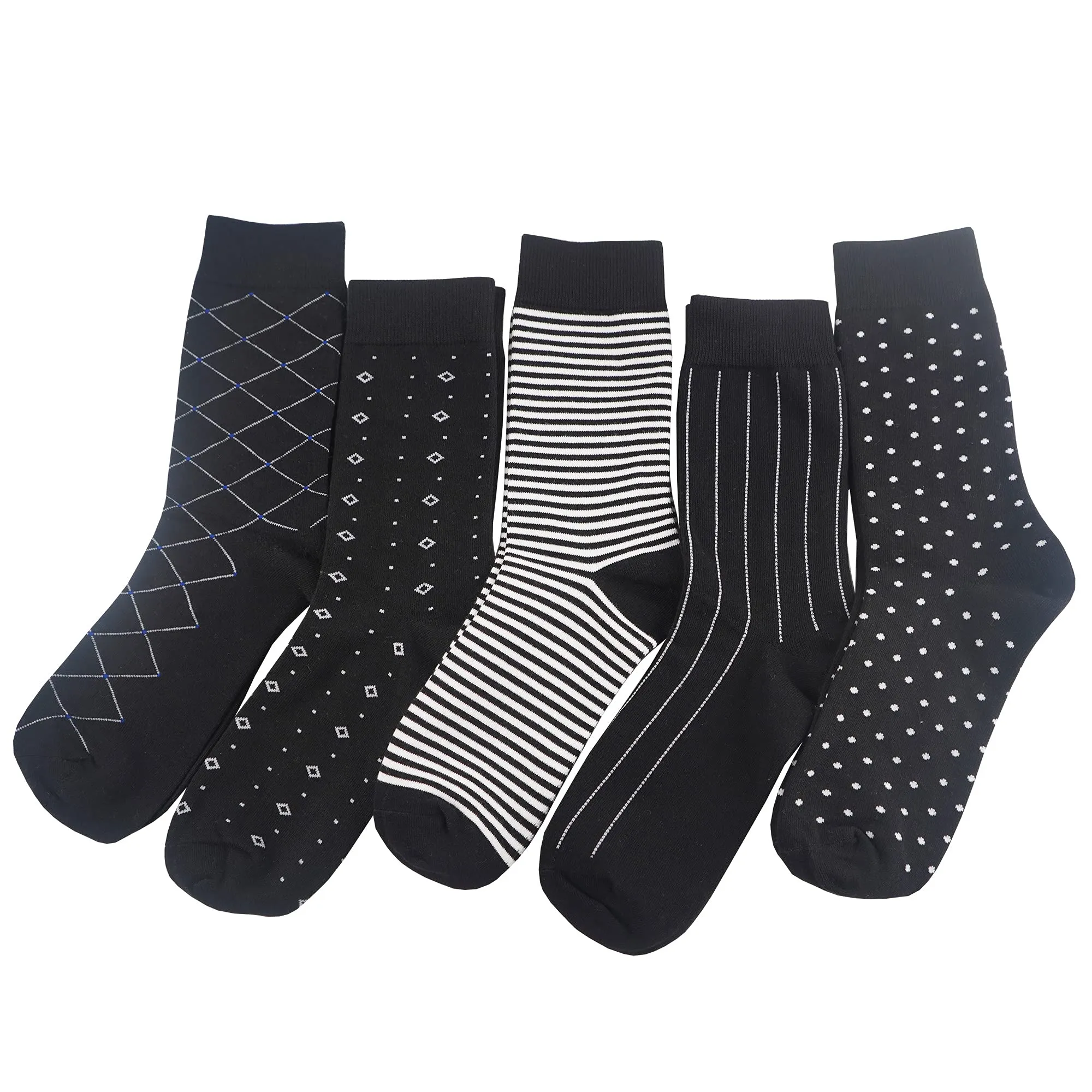 TOEJYJ Mens Fun Dress Socks, Pattern Funny Casual Socks Pack, Colorful Striped Cotton Novelty Socks Size 10-13 (S015)