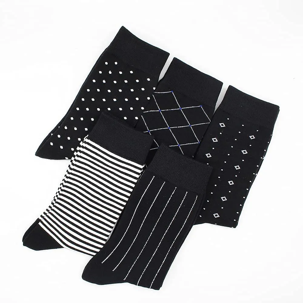 TOEJYJ Mens Fun Dress Socks, Pattern Funny Casual Socks Pack, Colorful Striped Cotton Novelty Socks Size 10-13 (S015)