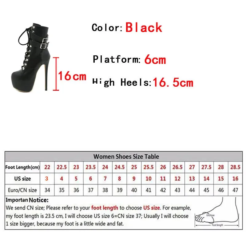 Trendy Platform Lace Up High Heel Boots