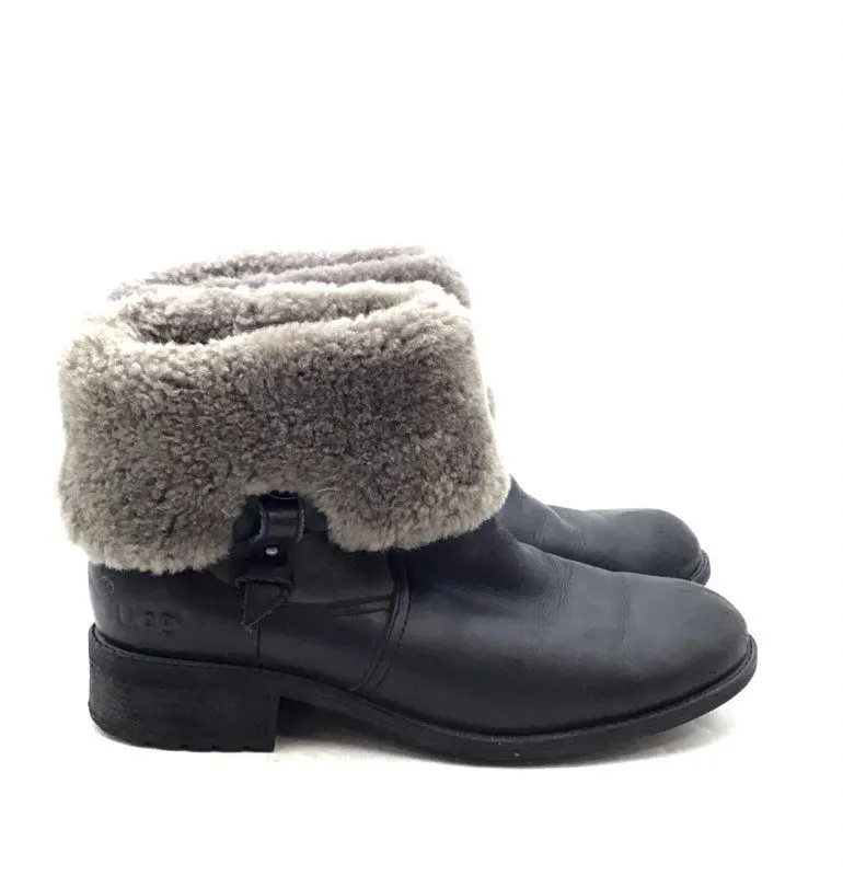 UGG Women's Chyler 1012524 Black Round Toe Ankle Shearling Style Boots - Sz 9.5