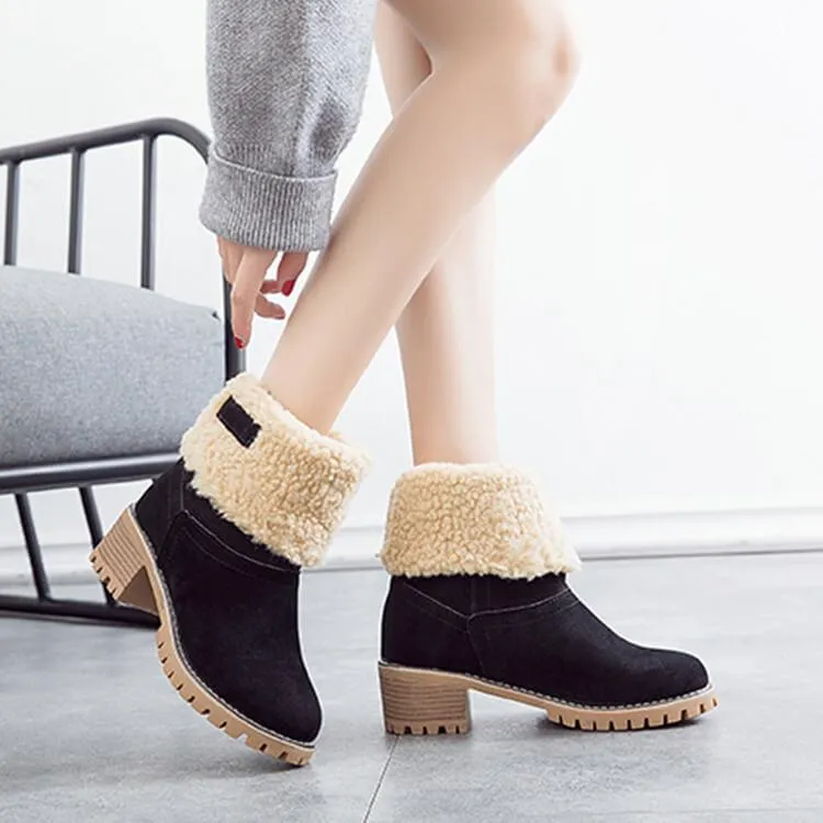 Winter Chunky Suede Round Toe AnkleBoots