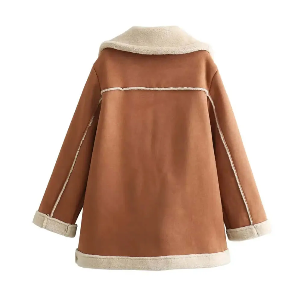 Women's Faux Suede Shearling Coat