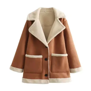 Women's Faux Suede Shearling Coat