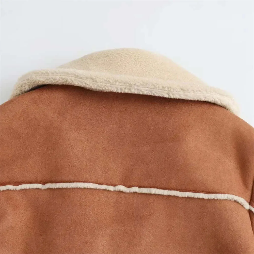 Women's Faux Suede Shearling Coat