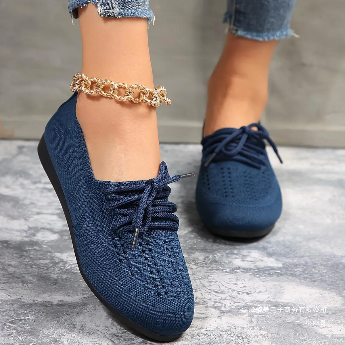 Womens Mesh Round-Toe Loafers