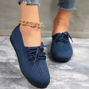 Womens Mesh Round-Toe Loafers