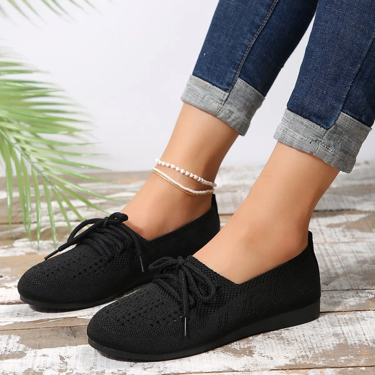 Womens Mesh Round-Toe Loafers
