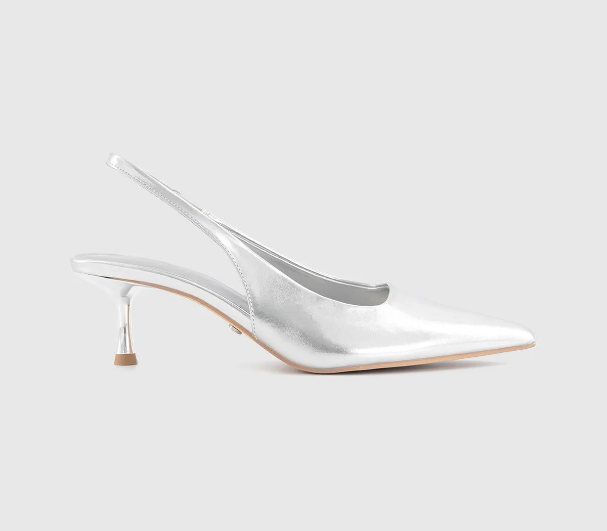 Womens Office Madison Point Court Kitten Heels Silver