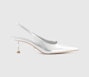 Womens Office Madison Point Court Kitten Heels Silver