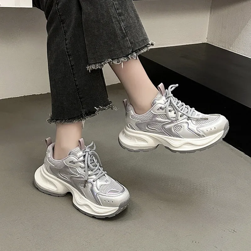 xakxx Free Shipping  Summer New Ladies Dad Shoes Thick Sole Increased Slim Fit Women's Shoes All-Match Fashion Sneaker Women's Shoes