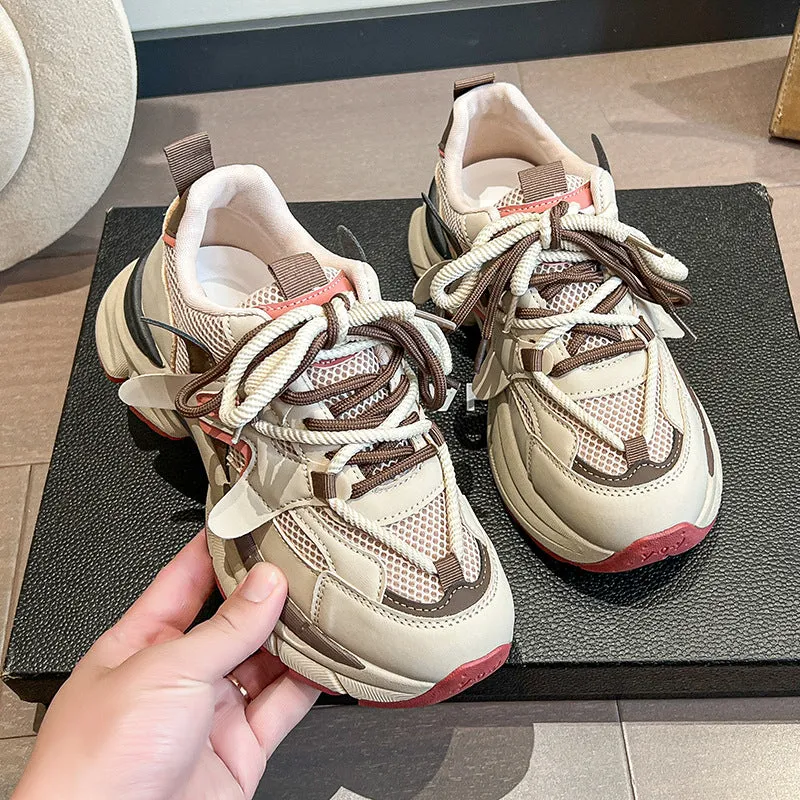 xakxx Free Shipping  Summer New Ladies Dad Shoes Thick Sole Increased Slim Fit Women's Shoes All-Match Fashion Sneaker Women's Shoes
